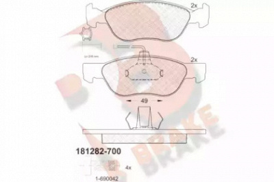 R BRAKE rb1282700 -  Комплект тормозных колодок, дисковый тормоз